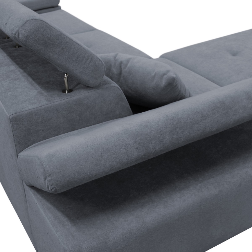 Ecksofa mit Schlaffunktion und Stauraum, L-Form CASTELO, links, dunkelgrau