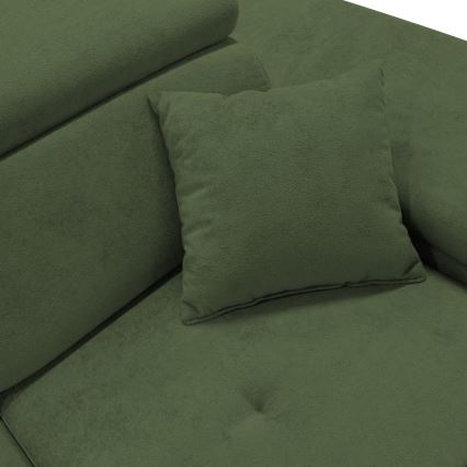 Ausziehbare Eckgarnitur CASTELO in L-Form mit Stauraum, rechts, grün