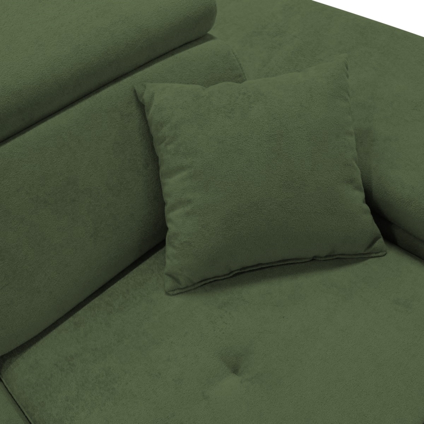 Ausziehbare Eckgarnitur CASTELO in L-Form mit Stauraum, rechts, grün