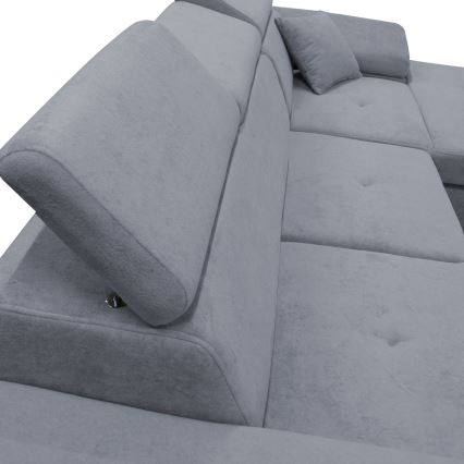 CASTELO L-Ecksofa, ausziehbar mit Schlaffunktion und Stauraum, rechts, dunkelgrau