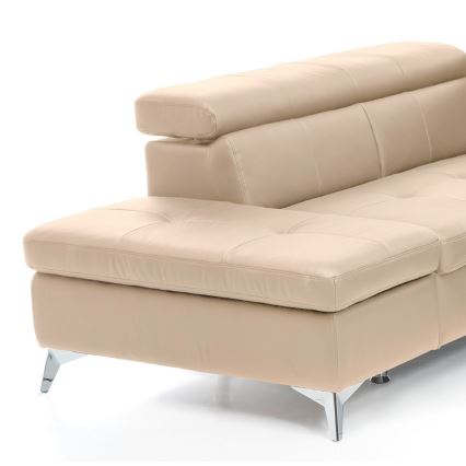 Ausziehbare Eckledergarnitur in L-Form SALERNO II links, beige
