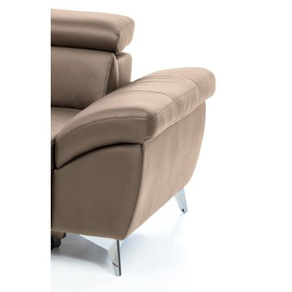 Ausziehbare Eckledergarnitur in L-Form SALERNO II, links, braun