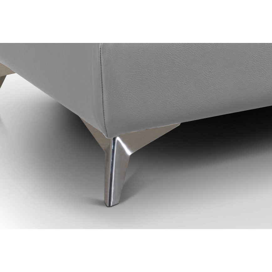 Ausziehbare Eckledergarnitur in L-Form SALERNO II, rechts, grau