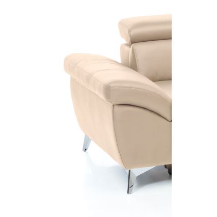 Ausziehbare Eckledergarnitur in L-Form SALERNO II, rechts, beige