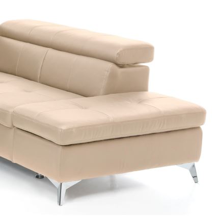 Ausziehbare Eckledergarnitur in L-Form SALERNO II, rechts, beige