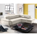 Ausziehbare Eckledergarnitur in L-Form SALERNO II, rechts, beige