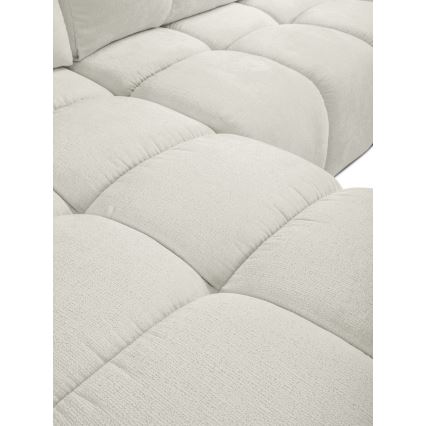 Ausziehbares, gepolstertes Ecksofa ALMADA in L-Form (links) mit Stauraum, beige