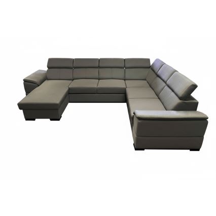 Ecksofa mit Schlaffunktion und Stauraum, universell einsetzbare U‑Ecke GRANADA dunkelgrau