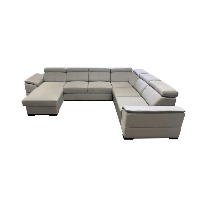 Ausziehbares U-Ecksofa mit universellem Eckteil und Stauraum GRANADA, hellgrau