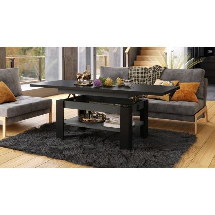 Ausziehbarer Couchtisch mit Hebefunktion ROY 130/170x65 cm schwarz/anthrazit