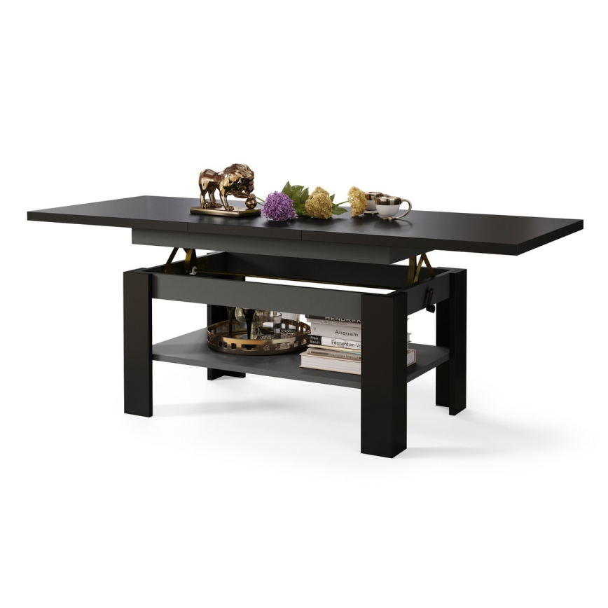 Ausziehbarer Couchtisch mit Hebefunktion ROY 130/170x65 cm schwarz/anthrazit