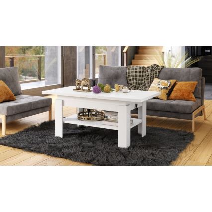 Ausziehbarer Couchtisch mit Hebefunktion ROY 130/170x65 cm, weiß