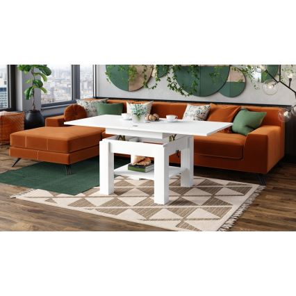 Ausziehbarer Couchtisch mit Hubfunktion CALEB 75/150x75 cm weiß