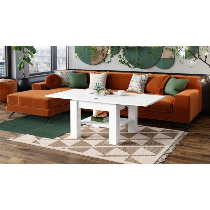 Ausziehbarer Couchtisch mit Hubfunktion CALEB 75/150x75 cm weiß
