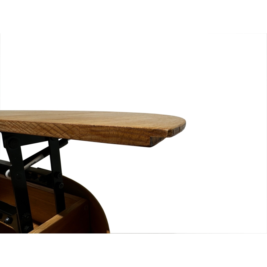Ausziehbarer Couchtisch PURE mit Hebefunktion, Ø 80 cm, Eiche/Schwarz
