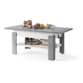 Ausziehbarer Couchtisch ROY 130/170x65 cm, Betongrau/Weiß, mit Hebefunktion