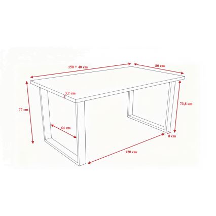 Ausziehbarer Esstisch COLIN Eiche