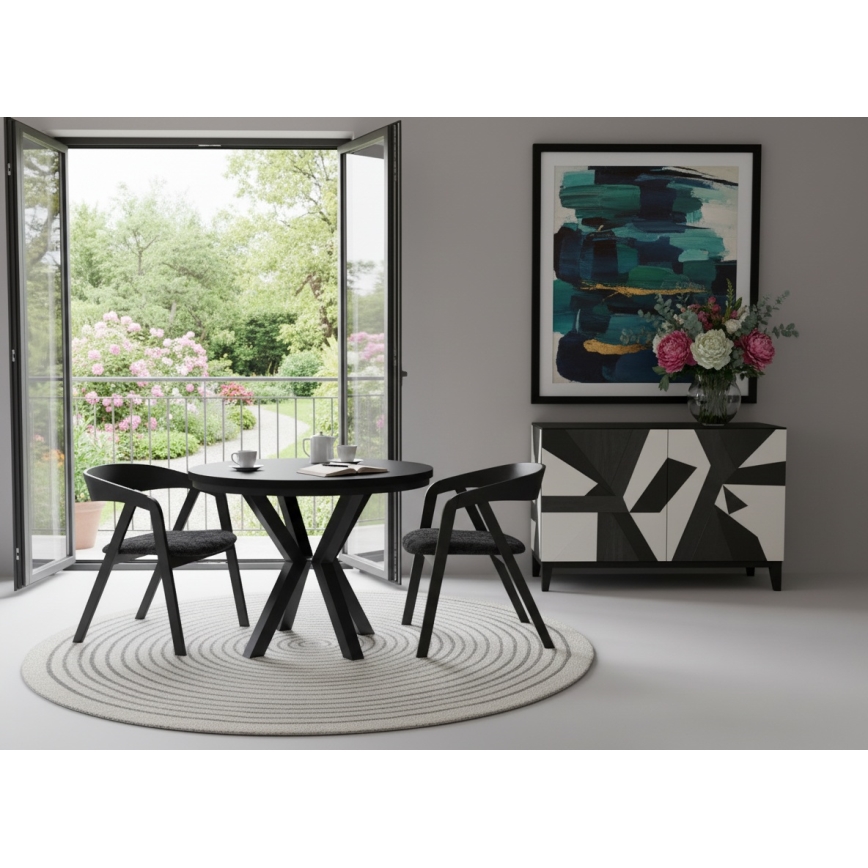 Ausziehbarer Esstisch CONVI 100/140x77 cm, schwarz