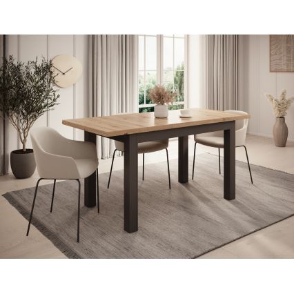 Ausziehbarer Esstisch DOO 120/160x75 cm Eiche Artisan/schwarz