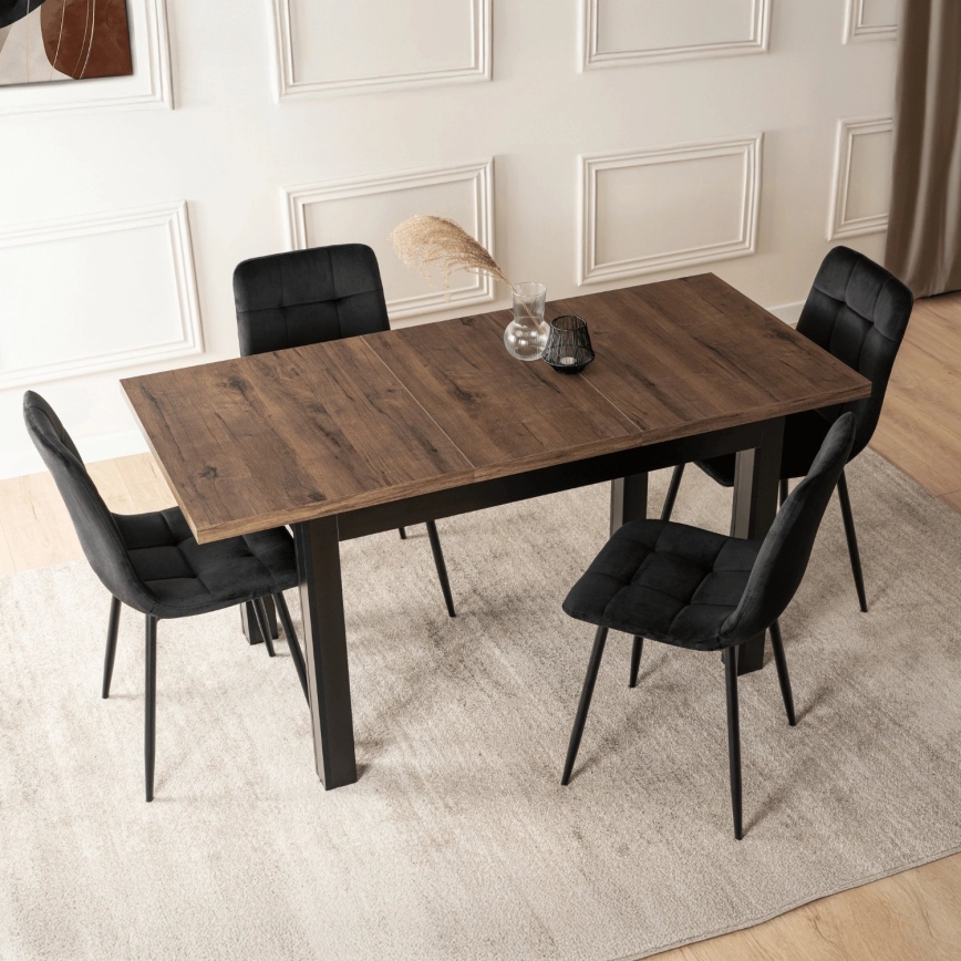 Ausziehbarer Esstisch DOO 120/160x75 cm Macadamia/Schwarz