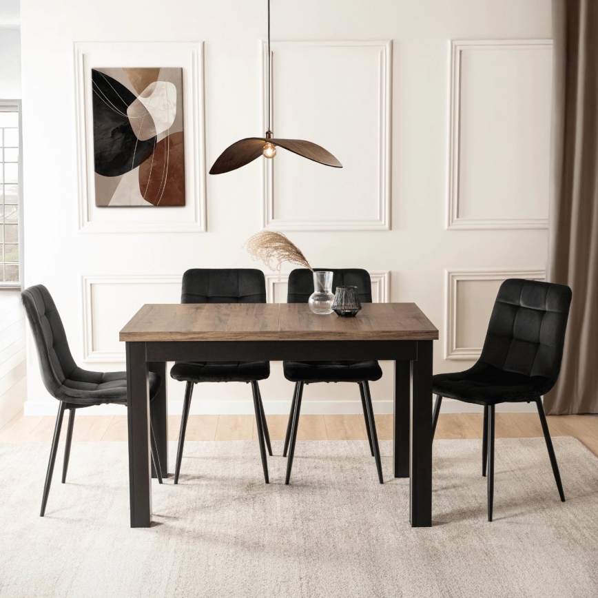 Ausziehbarer Esstisch DOO 120/160x75 cm Macadamia/Schwarz