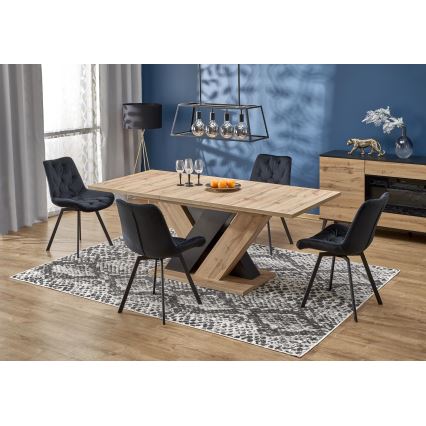 Ausziehbarer Esstisch DROM 160/200x90 cm Wotan-Eiche/Schwarz