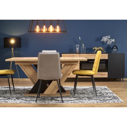 Ausziehbarer Esstisch DROM 160/200x90 cm Wotan-Eiche/Schwarz