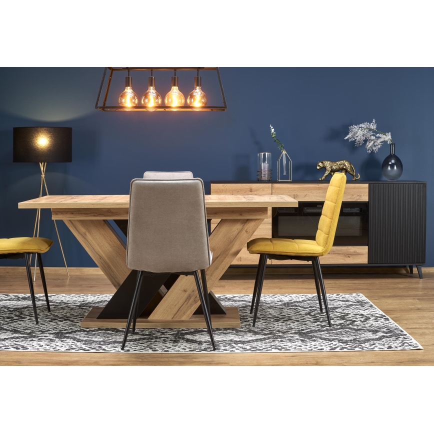 Ausziehbarer Esstisch DROM 160/200x90 cm Wotan-Eiche/Schwarz