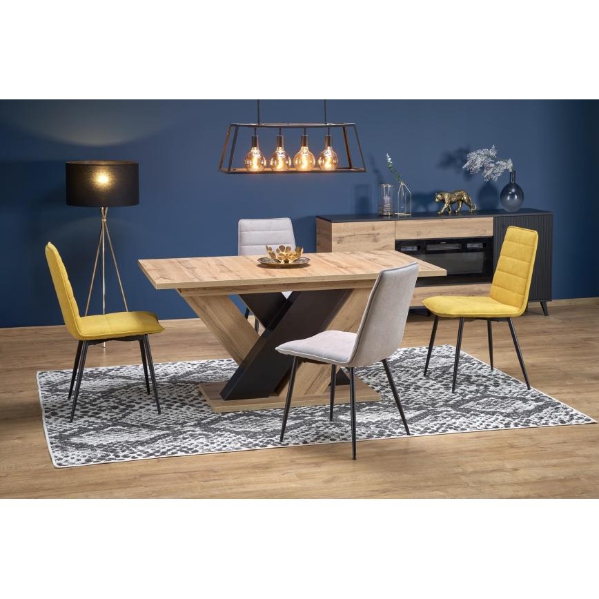 Ausziehbarer Esstisch DROM 160/200x90 cm Wotan-Eiche/Schwarz