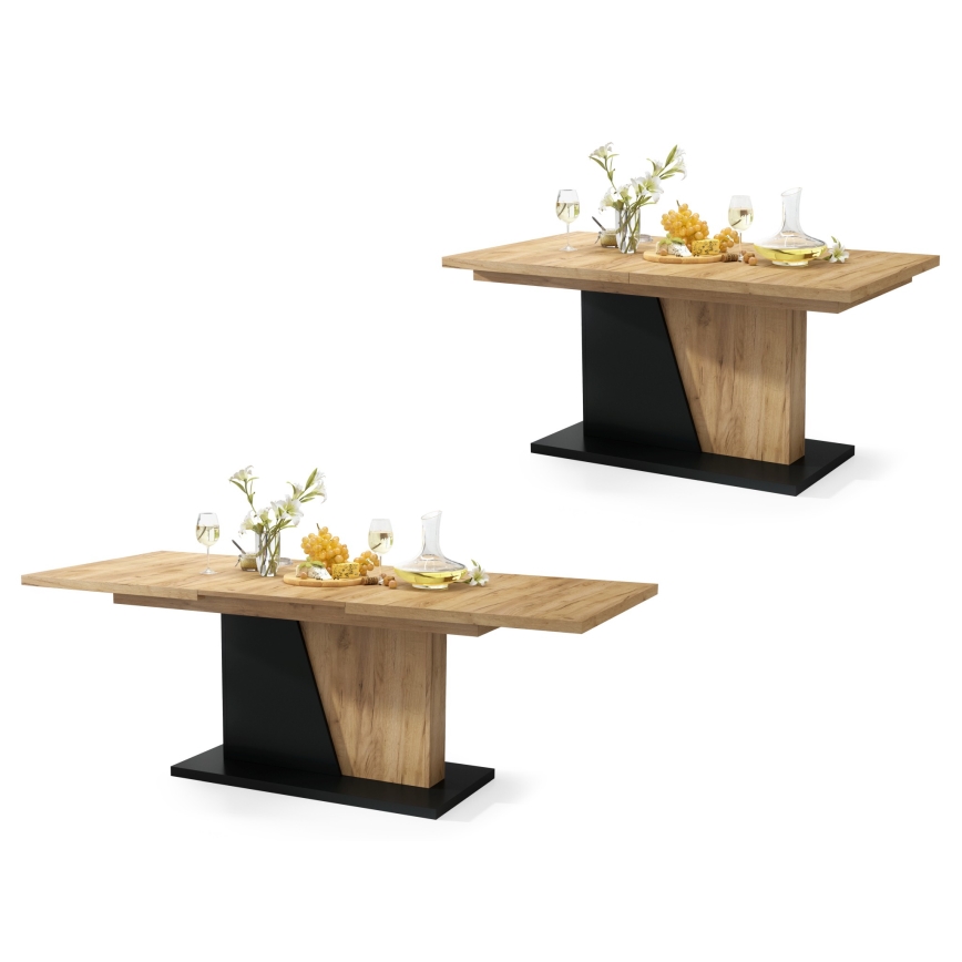 Ausziehbarer Esstisch NINO Craft-Eiche/Schwarz