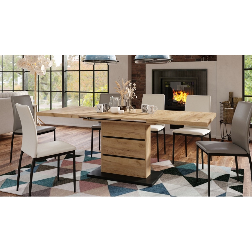 Ausziehbarer Esstisch PAOLO Eiche Craft/Schwarz