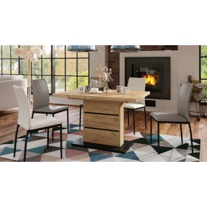 Ausziehbarer Esstisch PAOLO Eiche Craft/Schwarz