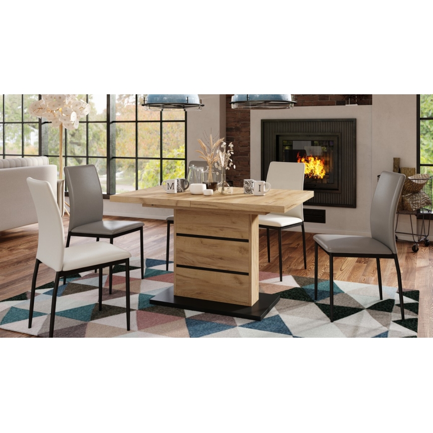 Ausziehbarer Esstisch PAOLO Eiche Craft/Schwarz