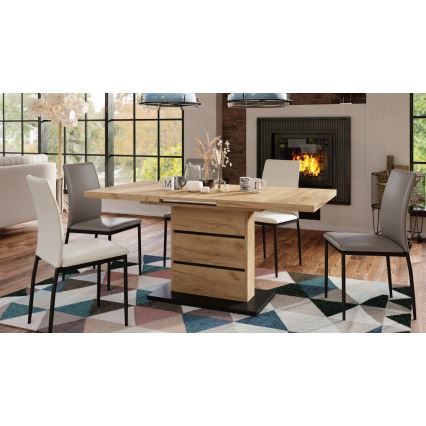 Ausziehbarer Esstisch PAOLO Eiche Craft/Schwarz