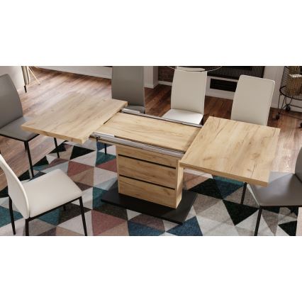 Ausziehbarer Esstisch PAOLO Eiche Craft/Schwarz