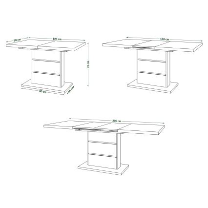 Ausziehbarer Esstisch PAOLO Eiche Craft/Schwarz