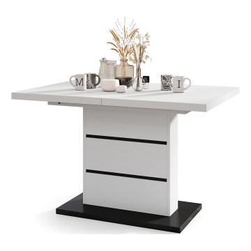 Ausziehbarer Esstisch PAOLO Weiß/Schwarz