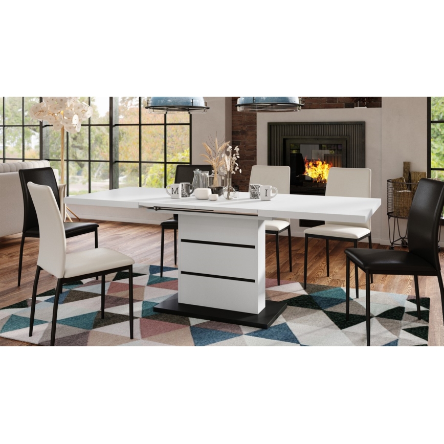 Ausziehbarer Esstisch PAOLO Weiß/Schwarz
