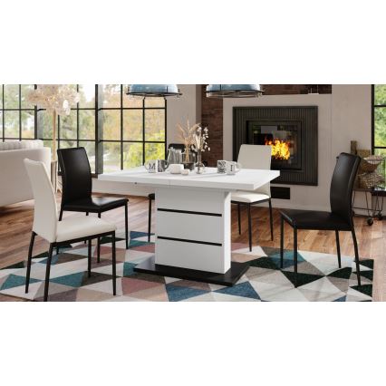 Ausziehbarer Esstisch PAOLO Weiß/Schwarz