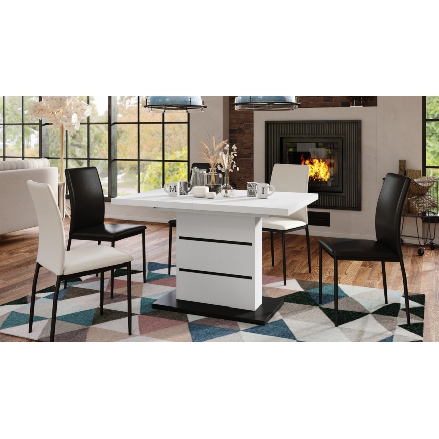 Ausziehbarer Esstisch PAOLO Weiß/Schwarz