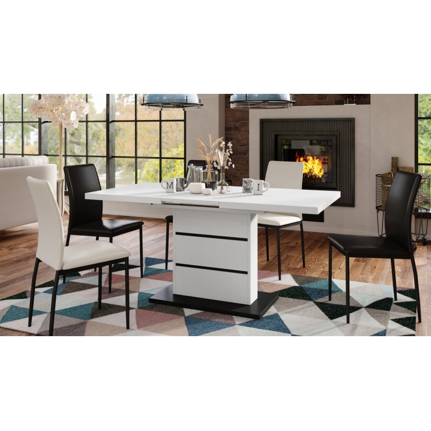 Ausziehbarer Esstisch PAOLO Weiß/Schwarz