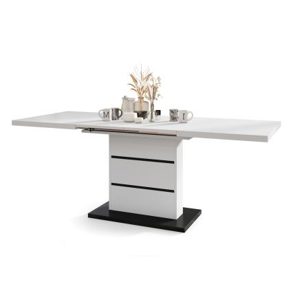 Ausziehbarer Esstisch PAOLO Weiß/Schwarz