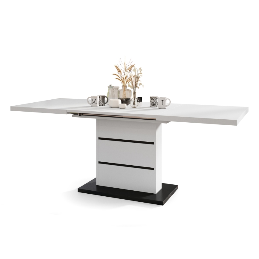 Ausziehbarer Esstisch PAOLO Weiß/Schwarz