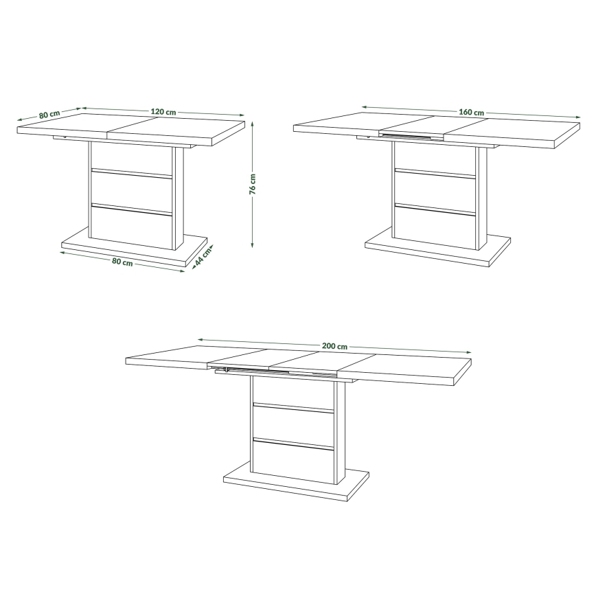Ausziehbarer Esstisch PAOLO Weiß/Schwarz