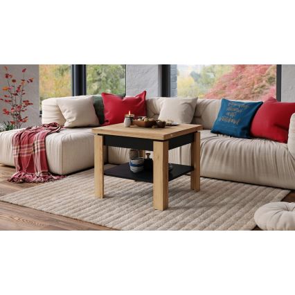 Ausziehbarer Konferenz- und Esstisch mit Ablagefach LIA Eiche Craft/Schwarz