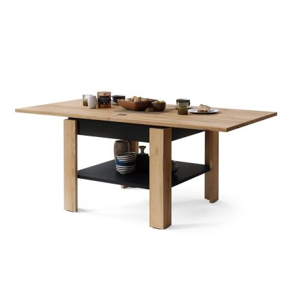 Ausziehbarer Konferenz- und Esstisch mit Ablagefach LIA Eiche Craft/Schwarz