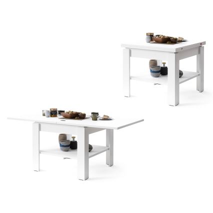 Ausziehbarer Konferenz- und Esstisch mit Ablagefach LIA Weiß