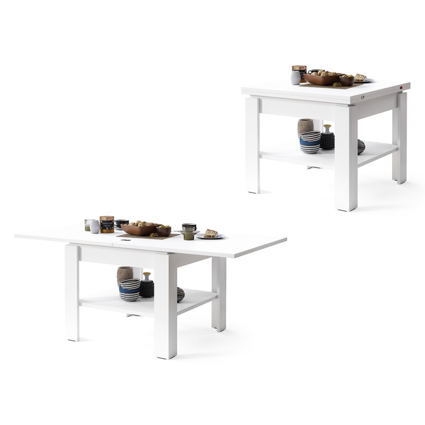 Ausziehbarer Konferenz- und Esstisch mit Ablagefach LIA Weiß