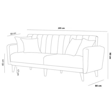 Ausziehbares 2‑sitziges Sofa KITO, cremefarben