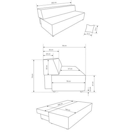 Ausziehbares 3-Sitzer-Sofa mit Stauraum TERAMO, Beige